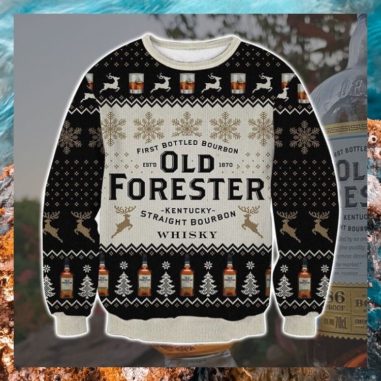 HOT First Bottled Bourbon Est Old 1870 Forester Kentucky Straight Bourbon Whisky Christmas Sweater 11