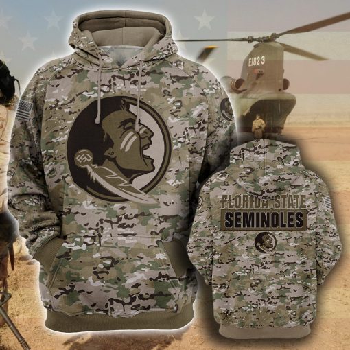 Florida state seminoles camo camouflage style veterans hoodie