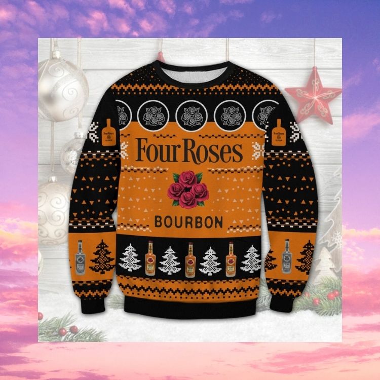 BEST Four Roses Bourbon Whiskey ugly Christmas sweater 5