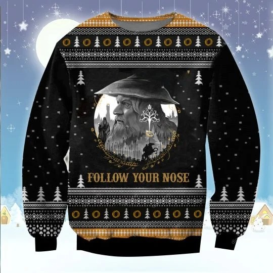 HOT Gandalf lord of the rings follow your nose christmas sweater 1