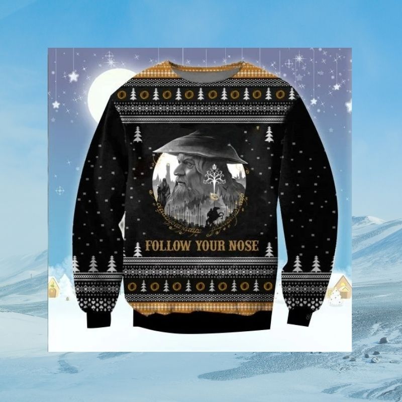 HOT Gandalf lord of the rings follow your nose christmas sweater 2