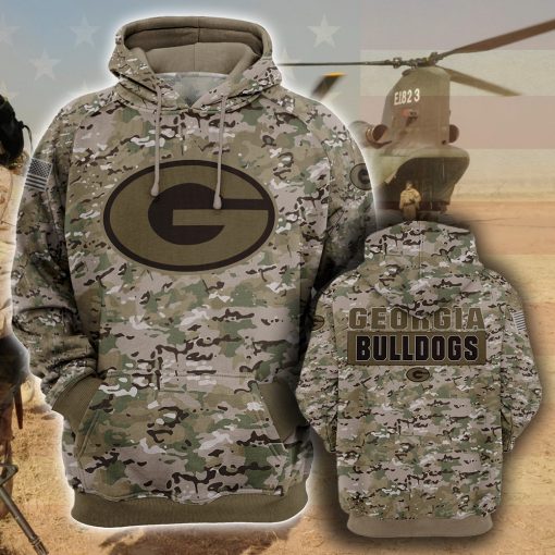 Georgia Bulldogs camo camouflage style veterans hoodie