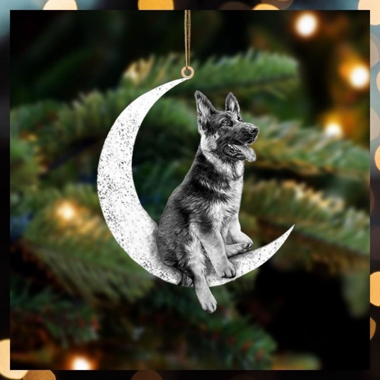 COOLEST German shepherd Sit On The Moon ornament 9