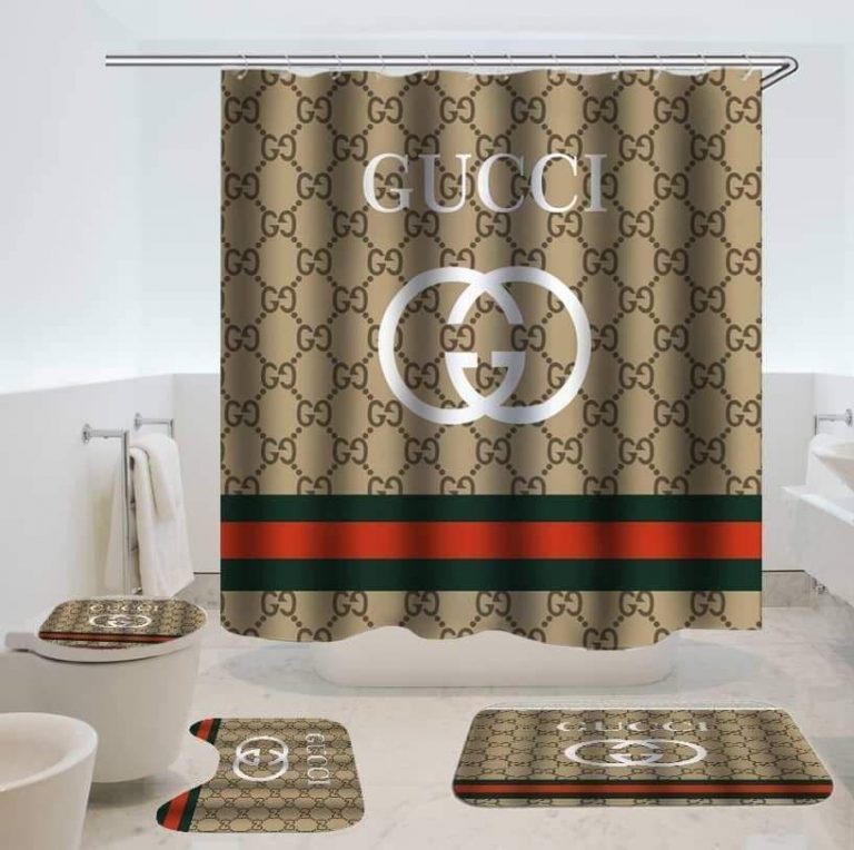 HOT Gucci Luxury bathroom shower curtain set 6