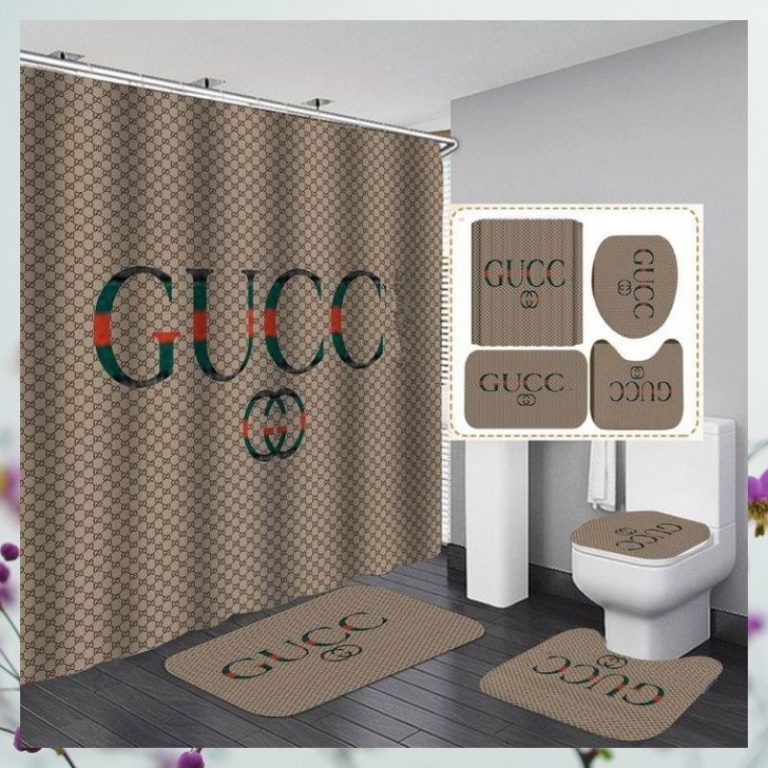 BEST Gucci window bathroom shower curtains set 9