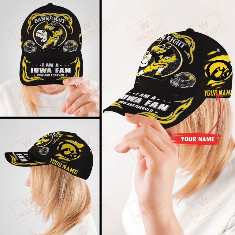 Iowa Hawkeyes custom Personalized I am a Fan now and forever cap 12