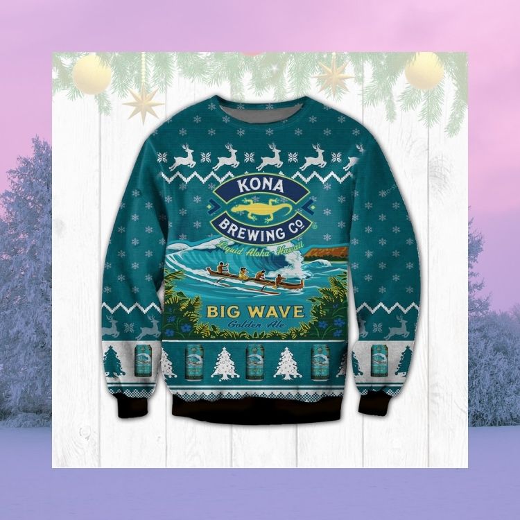 HOT Kona Brewing Company Big Wave ugly Christmas sweater 3