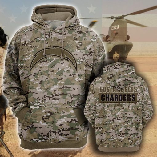Los angeles chargers camo camouflage style veterans hoodie