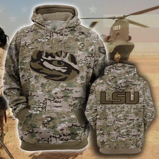 Lsu Tigers Camo Camouflage Style Veterans Hoodie