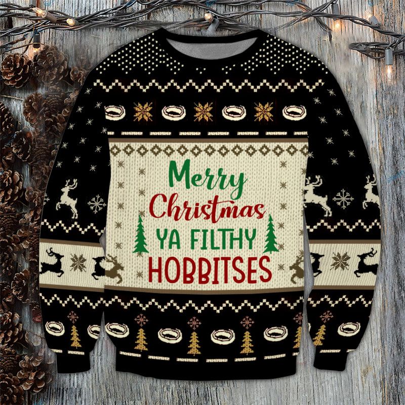 HOT Merry Christmas Ya Filthy Hobbies Ugly Christmas Sweater 7