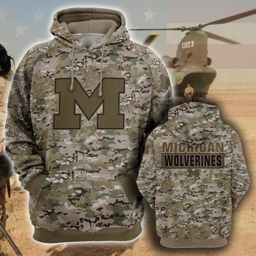 Michigan wolverines camo camouflage style veterans hoodie
