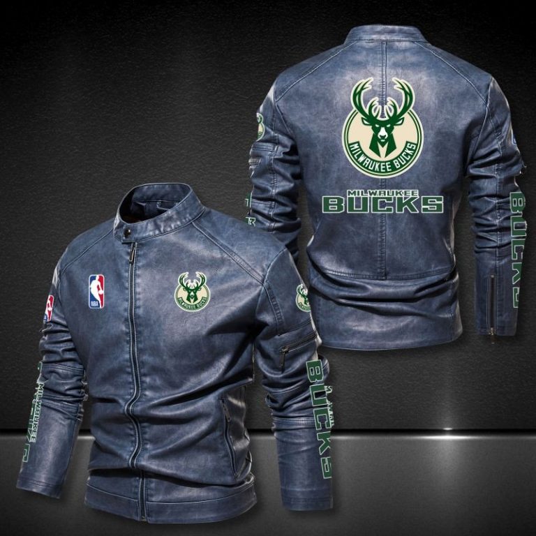 Milwaukee Bucks motor leather jacket 8