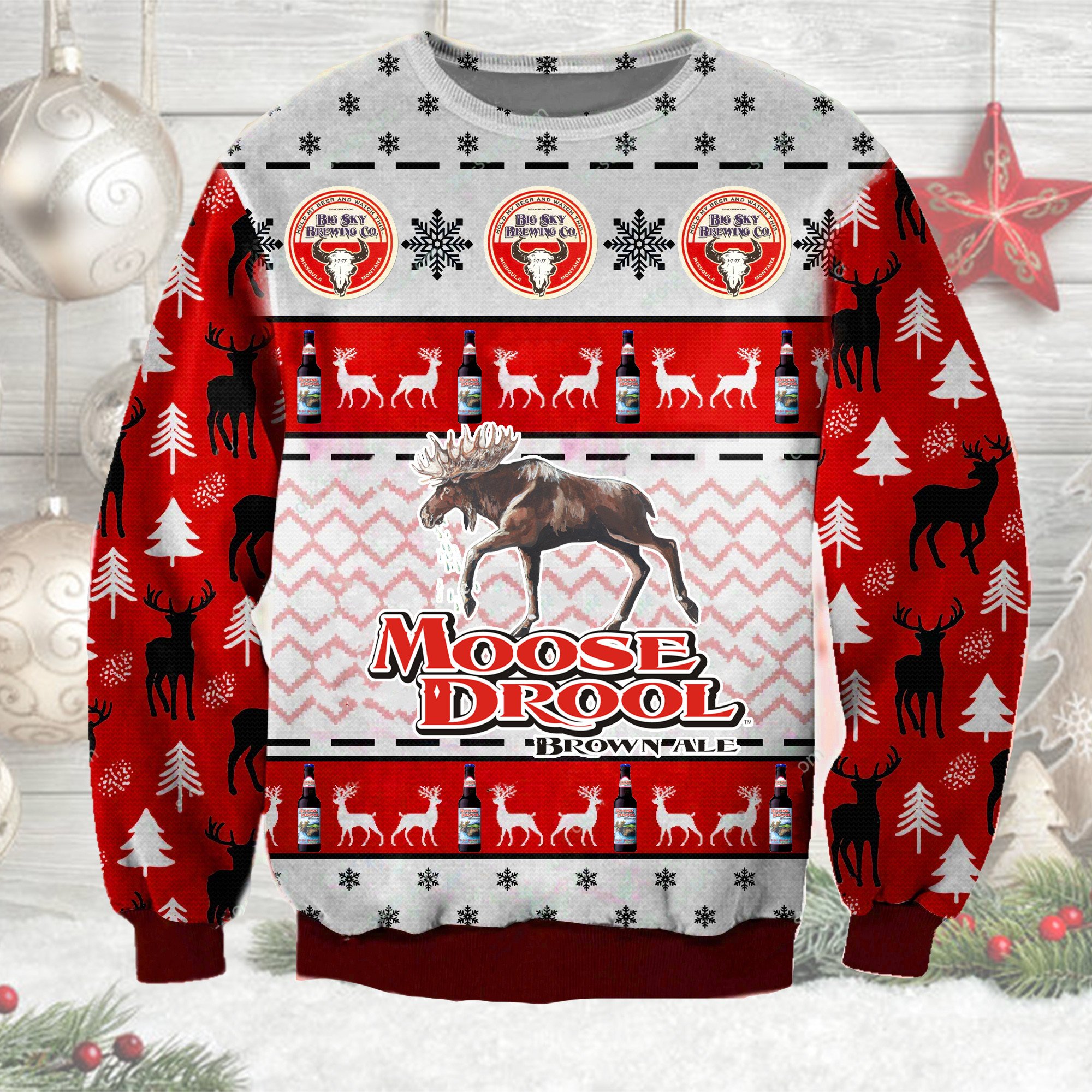 Moose Drool Brown Ale Christmas Sweater 1