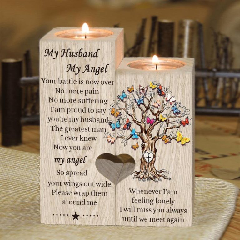 NEW My Husband My Angel The greatest man I ever knew Jesus Cross Love tree candle 8