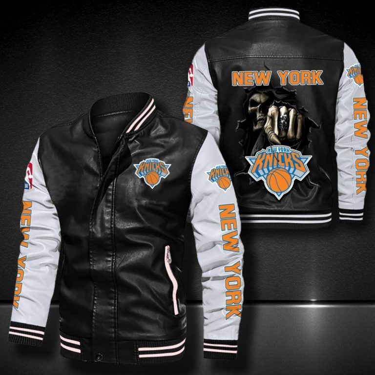New York Knicks bomber leather jacket 14