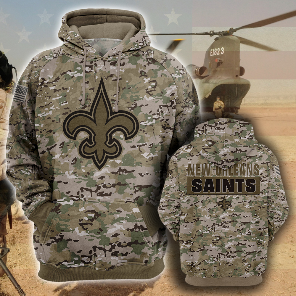 New Orleans Saints Camo Camouflage Style Veterans Hoodie ..