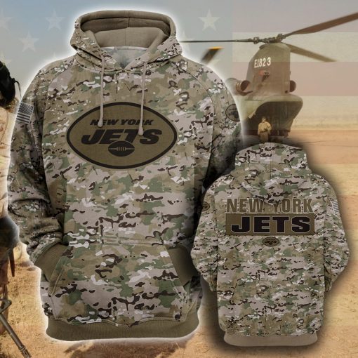 New york jets camo camouflage style veterans hoodie