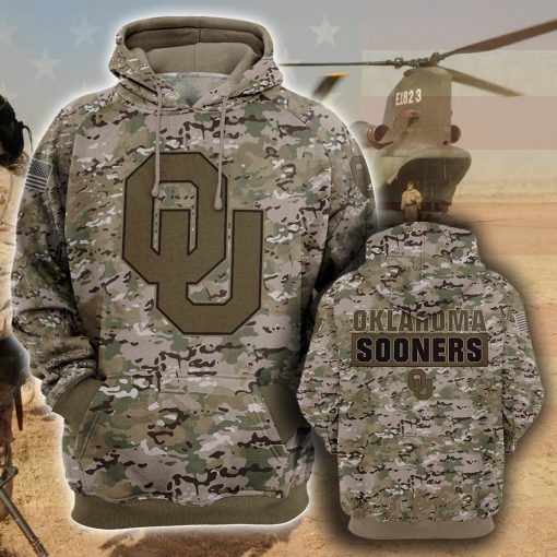 Oklahoma Sooners Camo Camouflage Style Veterans Hoodie