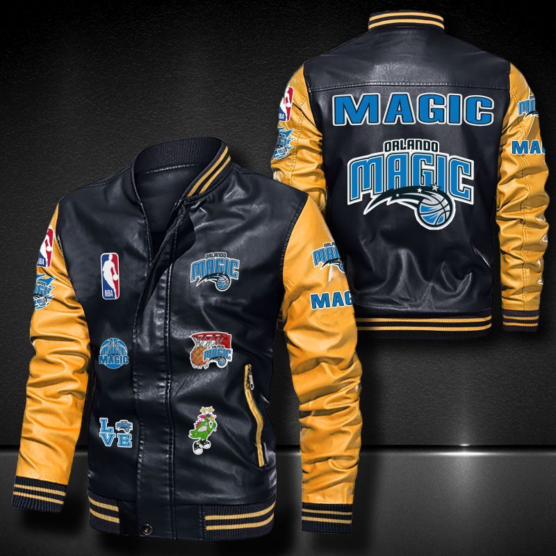 BEST Orlando Magic Baseball Leather Bomber jacket 7