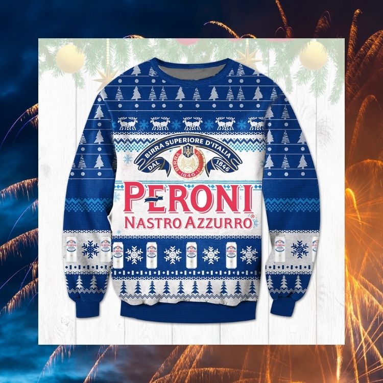 NEW Peroni Nastro Azzurro Import Lager Beer ugly Christmas sweater 5