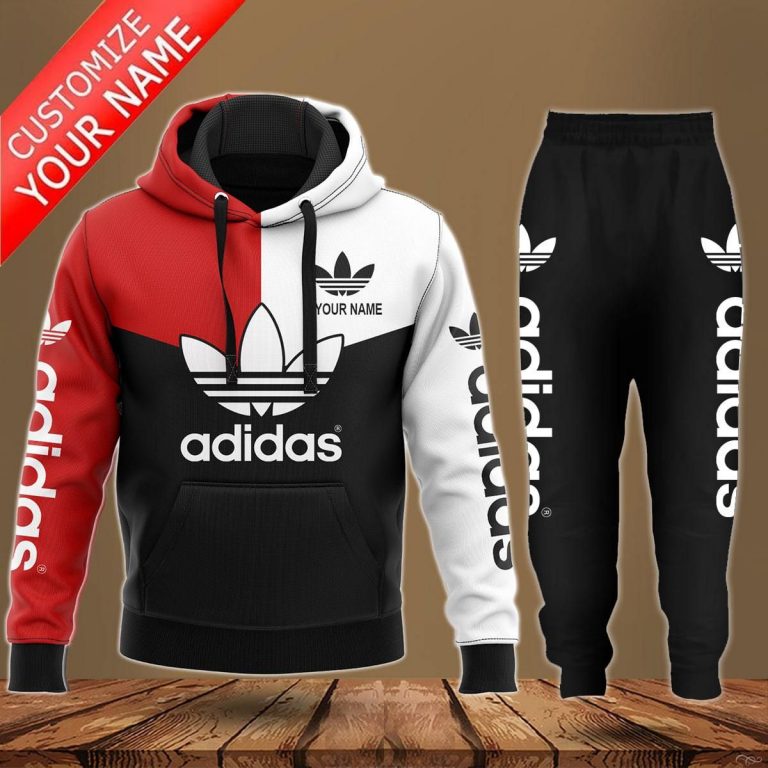 Personalized Adidas black and red 3d hoodie, pants 8