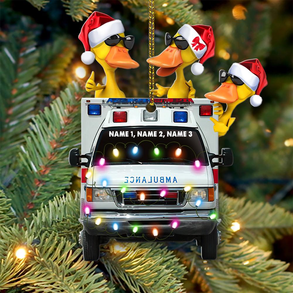 HOT Ambulance Car Ducks custom Personalized Christmas hanging ornament 5