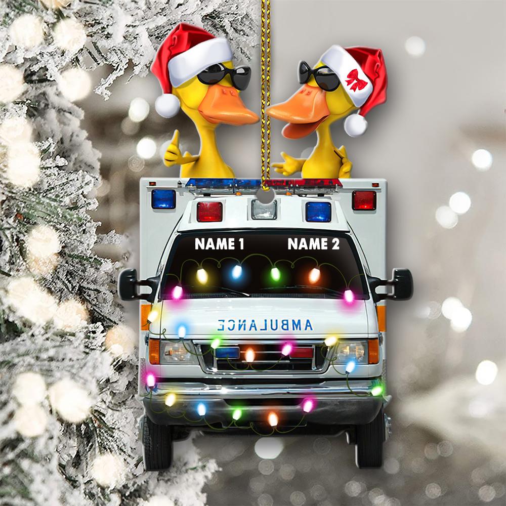 HOT Ambulance Car Ducks custom Personalized Christmas hanging ornament 6