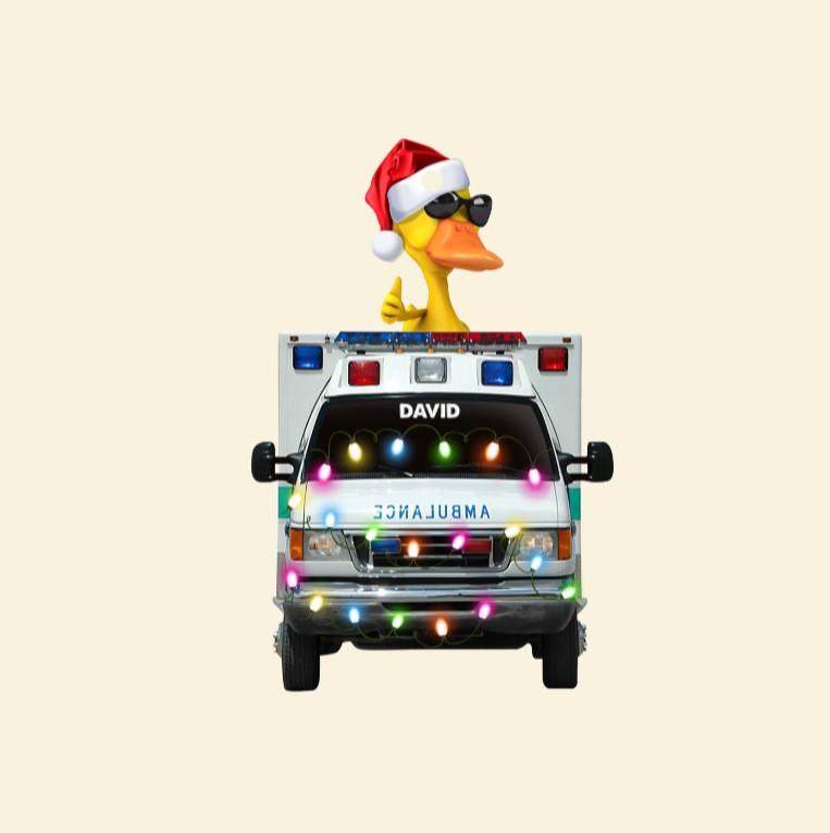HOT Ambulance Car Ducks custom Personalized Christmas hanging ornament 4