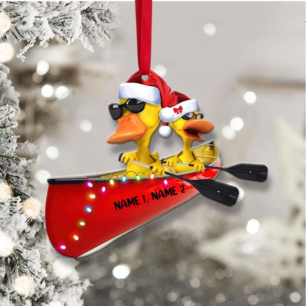 NEW Canoeing Couple Yellow Ducks custom Personalized hanging ornament 1