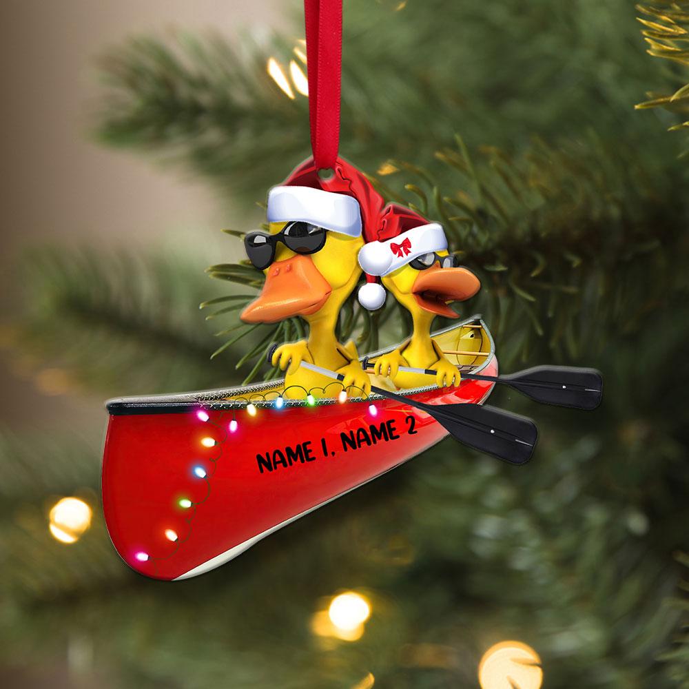 NEW Canoeing Couple Yellow Ducks custom Personalized hanging ornament 4