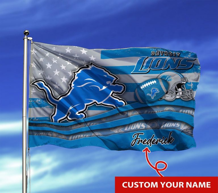 COOLEST Detroit Lions custom Personalized name flag 6