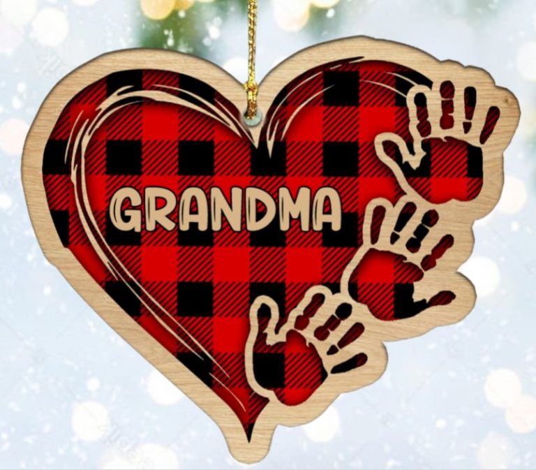 Personalized Grandma Mom Heart Hand Hanging Ornament 3