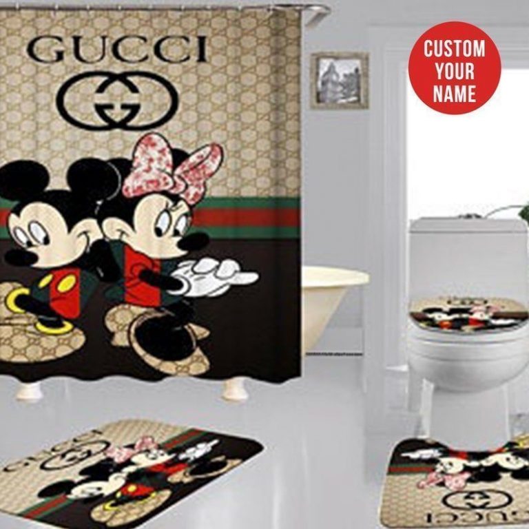 COOLEST Gucci Mickey Mouse custom Personalized bathroom shower curtain set 6
