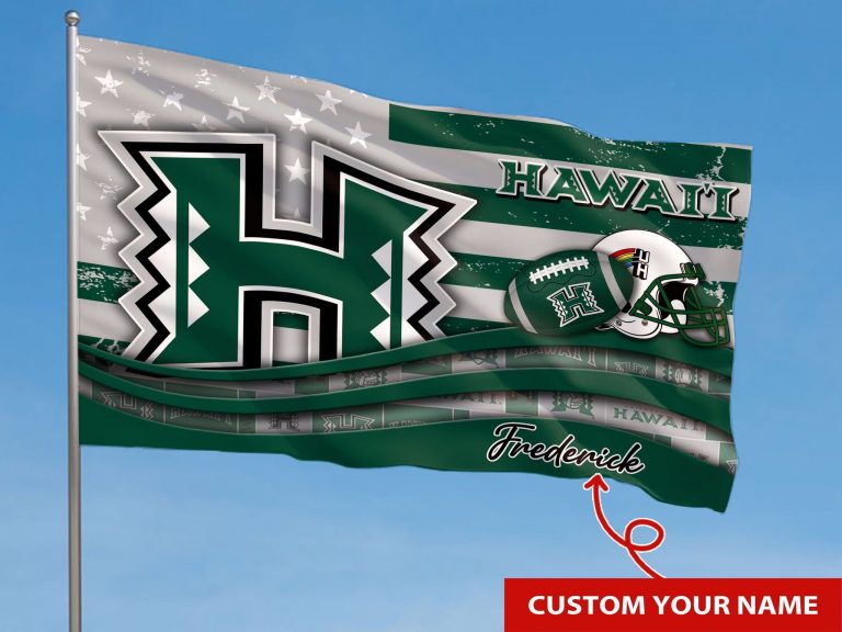 Personalized Hawaii Rainbow Warriors custom name flag 6