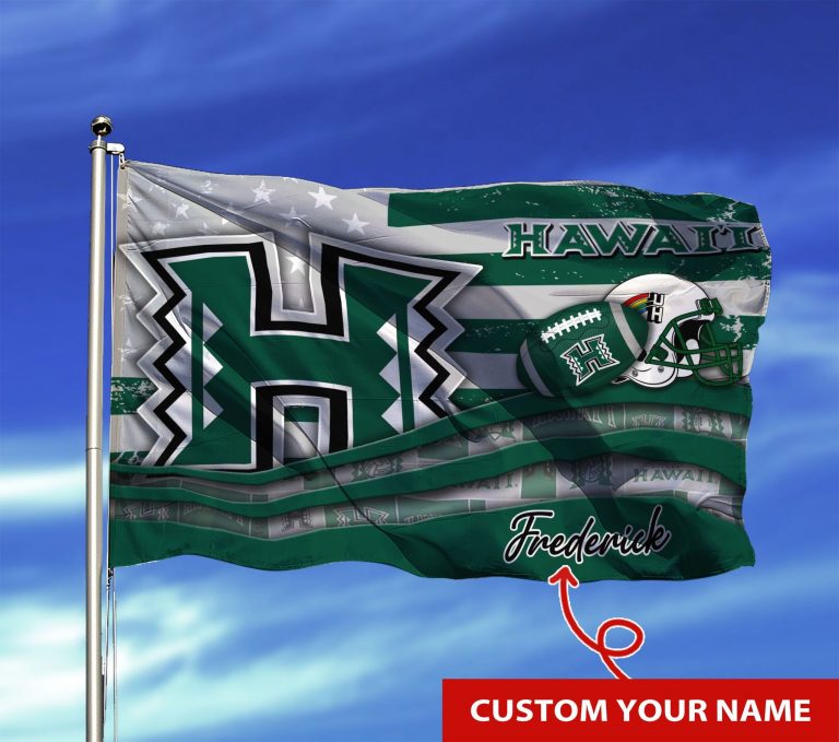 Personalized Hawaii Rainbow Warriors custom name flag 8