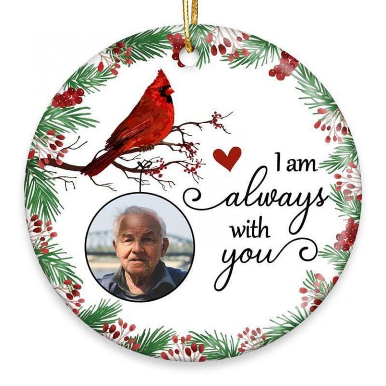 NEW Holly Branch Cardinal Always With You custom Personalized photo ornament 6
