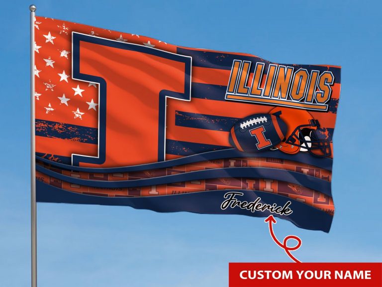 Personalized Illinois Fighting Illini custom name flag 8