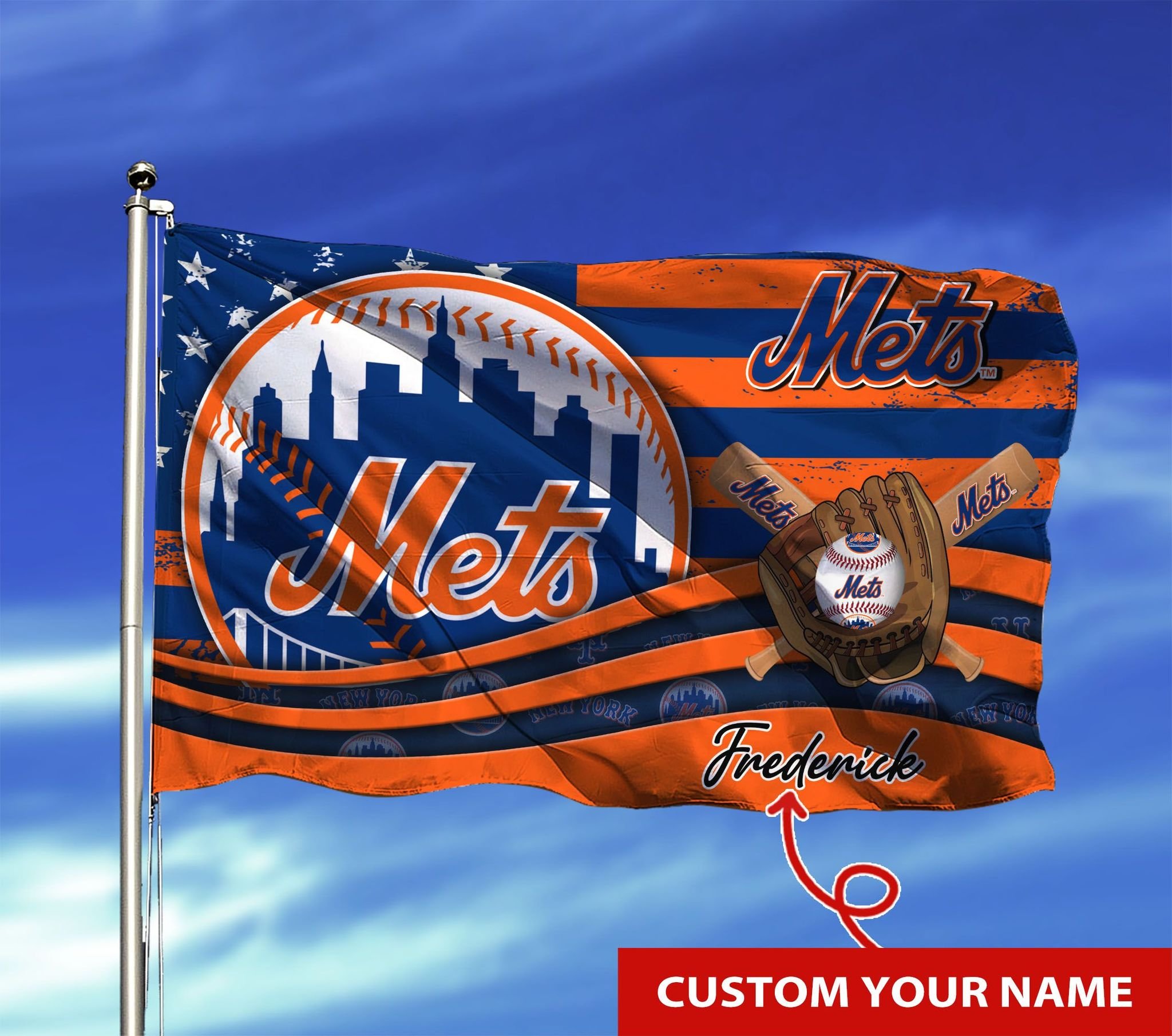 Personalized New York Mets custom name flag 8