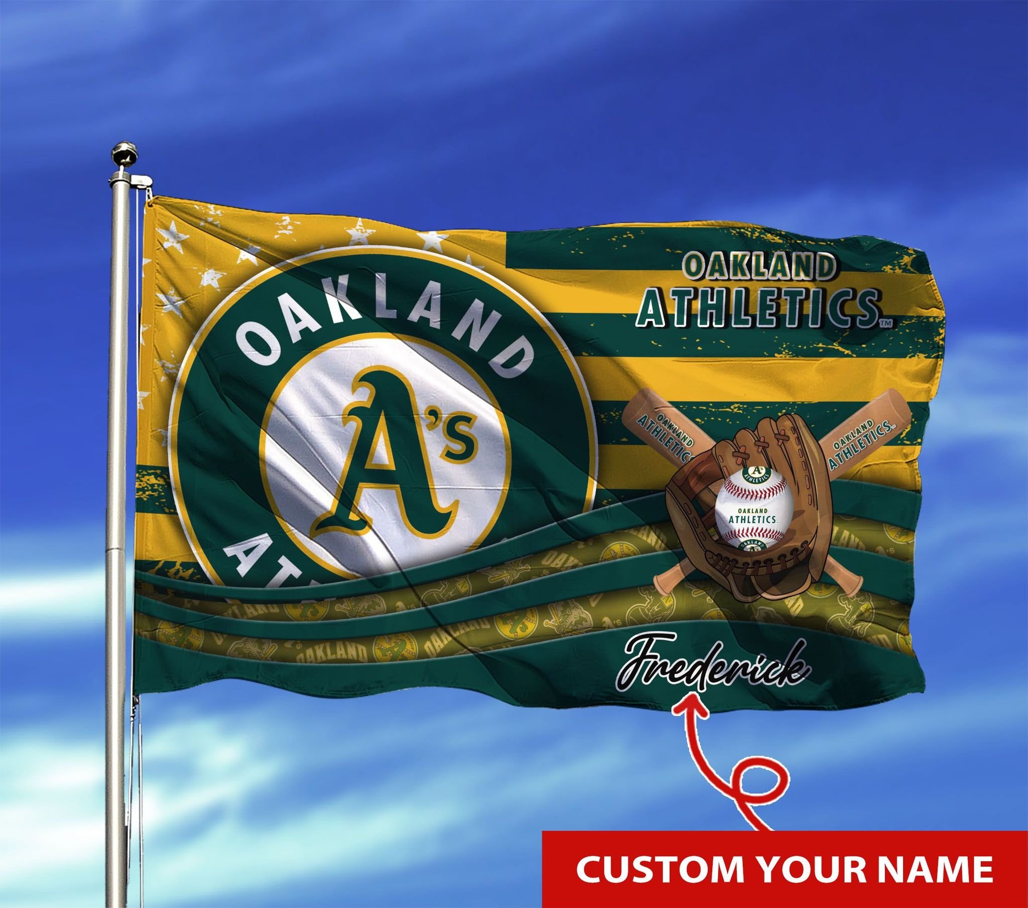 Personalized Oakland Athletics custom name flag 9