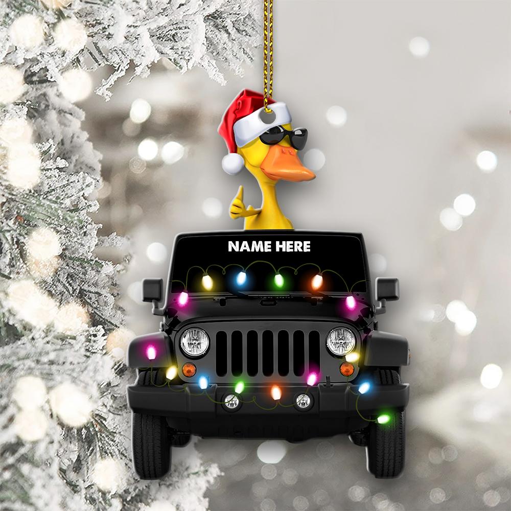 NEW Traveling Duck Jeep custom Personalized hanging ornament 9