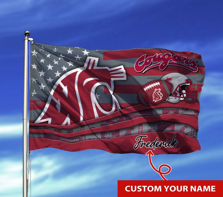 HOT Washington State Cougars custom Personalized name flag 8