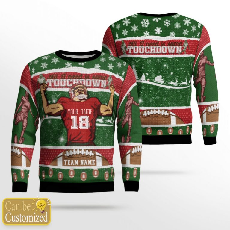 LIMITED football All i need is some custom Personalized ugly christmas sweater 14