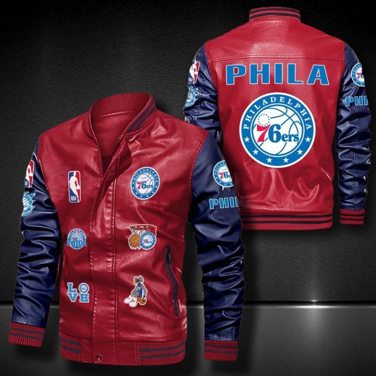 Philadelphia 76ers bomber leather jacket 10
