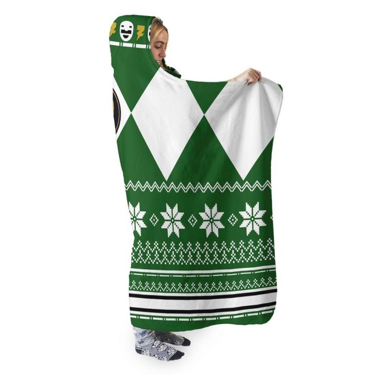 LIMITED Power Ranger Green Christmas Hooded Blanket 10