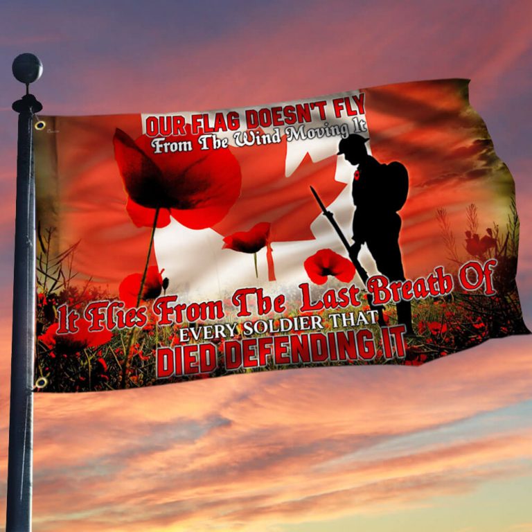 NEW Our flag doesn't fly from the wind moving it Veteran Remembrance Day Canada flag 10
