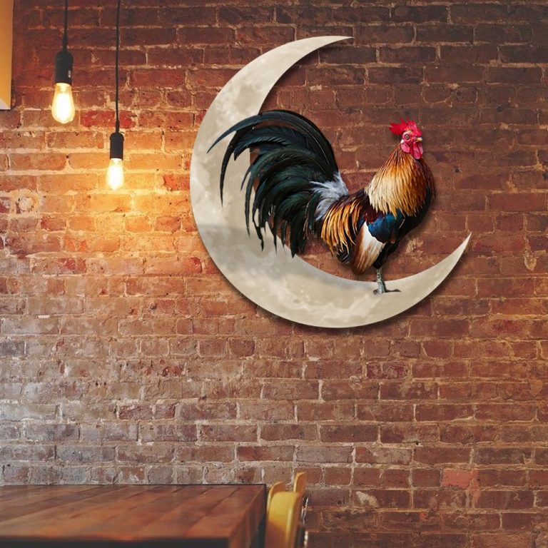 NEW Moon And Rooster Hanging Metal Sign 8