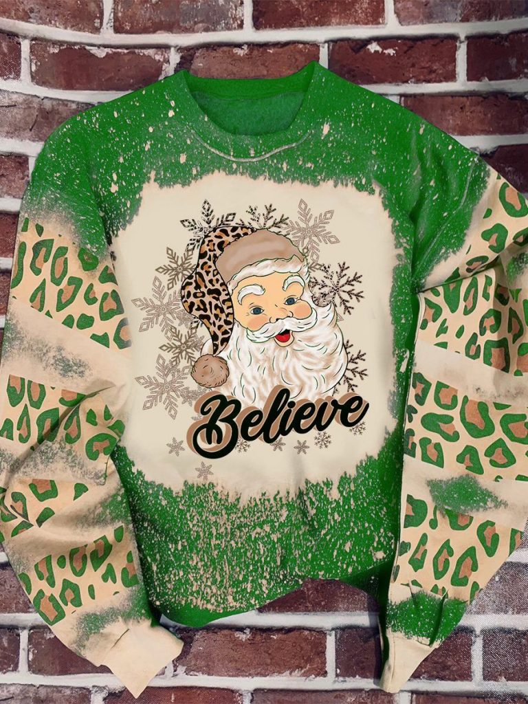LIMITED Santa Claus Leopard Believe sweatshirt 12
