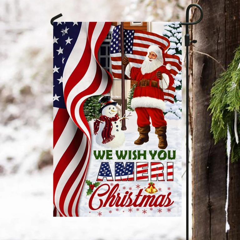 NEW Santa Claus We Wish You Ameri Christmas American Flag 13