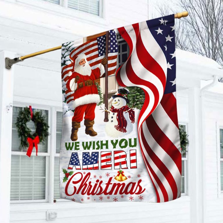 NEW Santa Claus We Wish You Ameri Christmas American Flag 12
