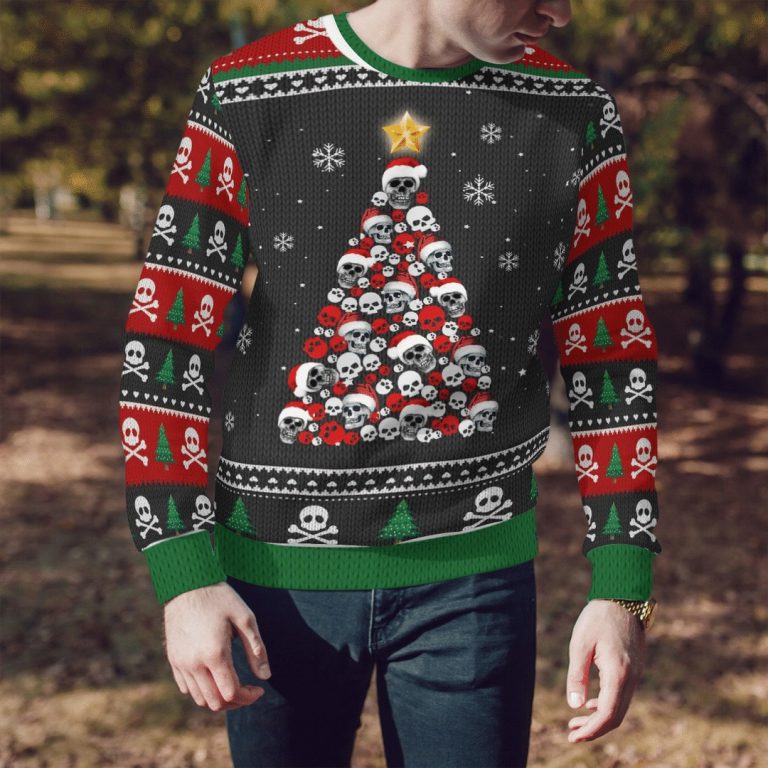 BEST Skull Christmas Tree 3D Hoodie, Knitted Sweater 8
